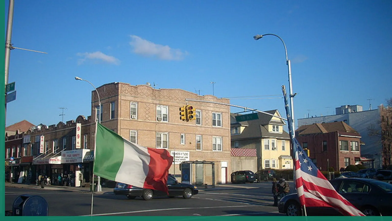 A Brooklyn neighborhood streetscape illustrating community events in Bay Ridge
