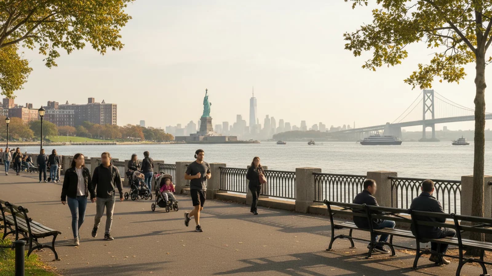 Editorial view of Bay Ridge illustrating A Bay Ridge waterfront walk with harbor views
