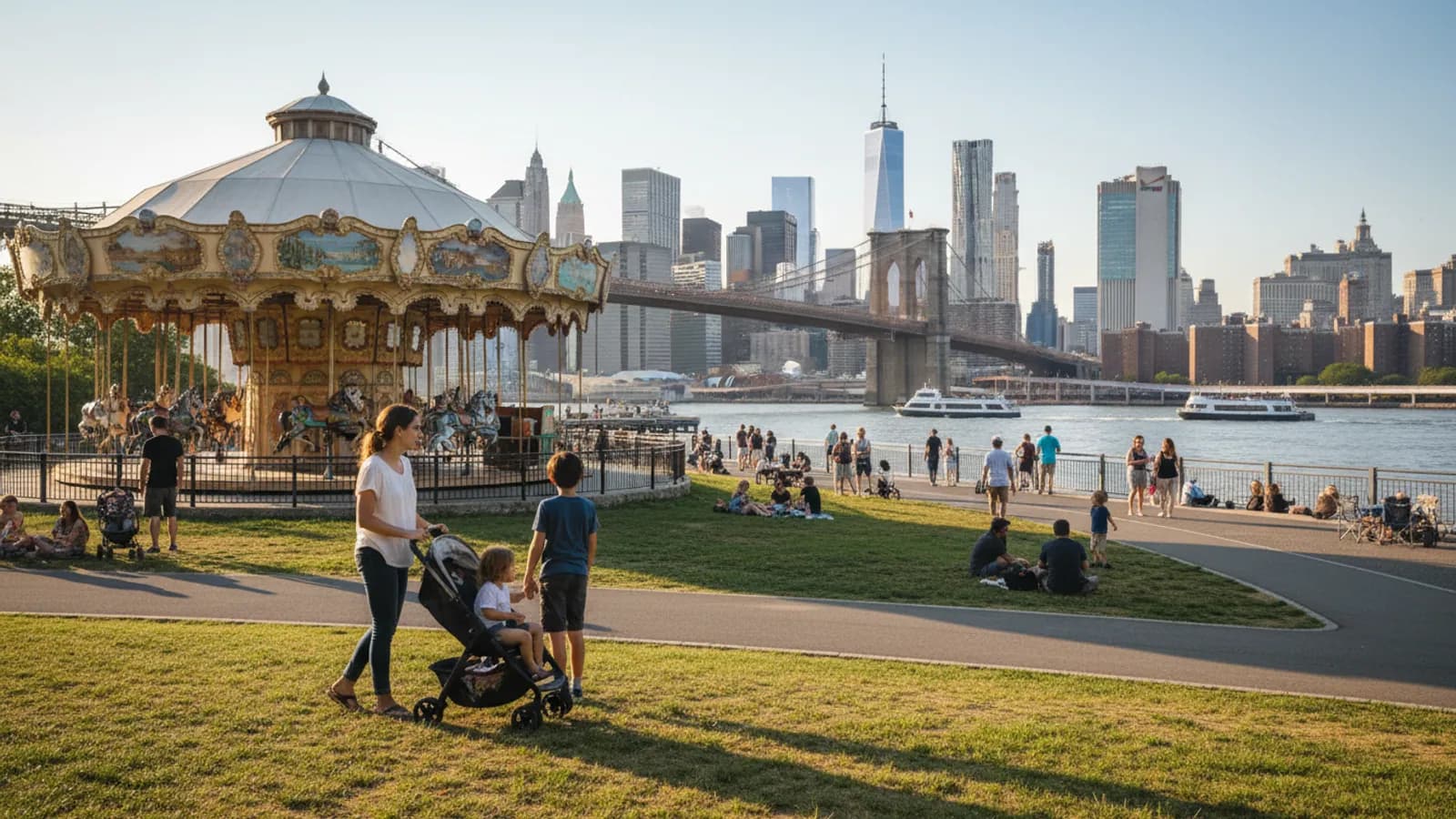 Editorial view of Brooklyn Heights illustrating A family guide to Brooklyn Bridge Park