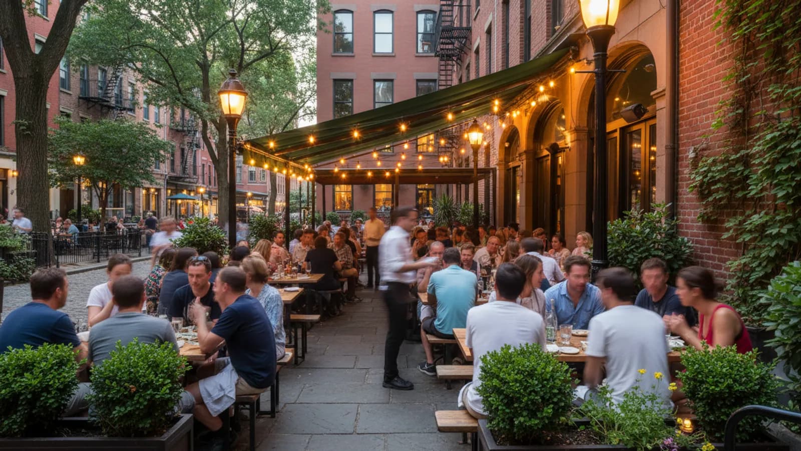 Editorial view of Brooklyn illustrating How to choose a great Brooklyn patio for dinner