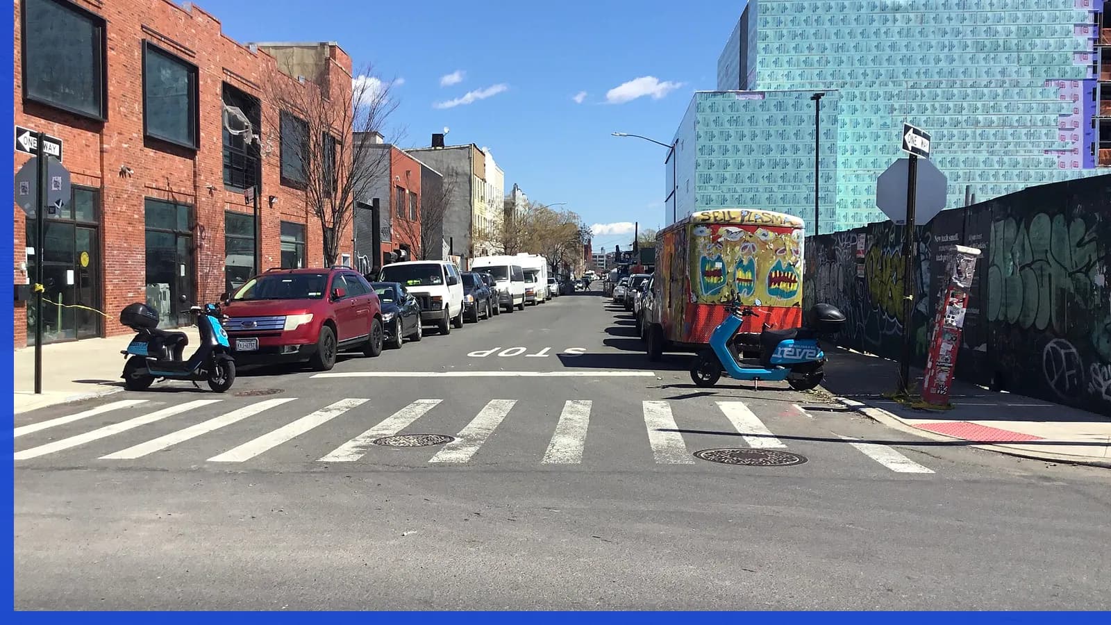 A Brooklyn neighborhood streetscape illustrating nightlife in Bushwick