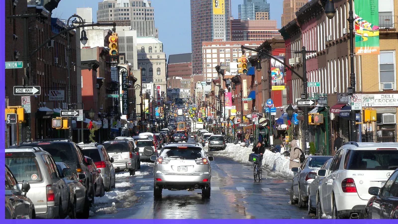 A Brooklyn neighborhood streetscape illustrating family life in Carroll Gardens