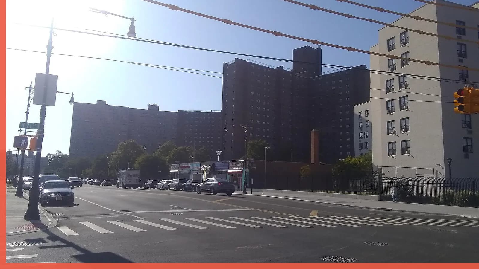 A Brooklyn neighborhood streetscape illustrating beaches in Coney Island