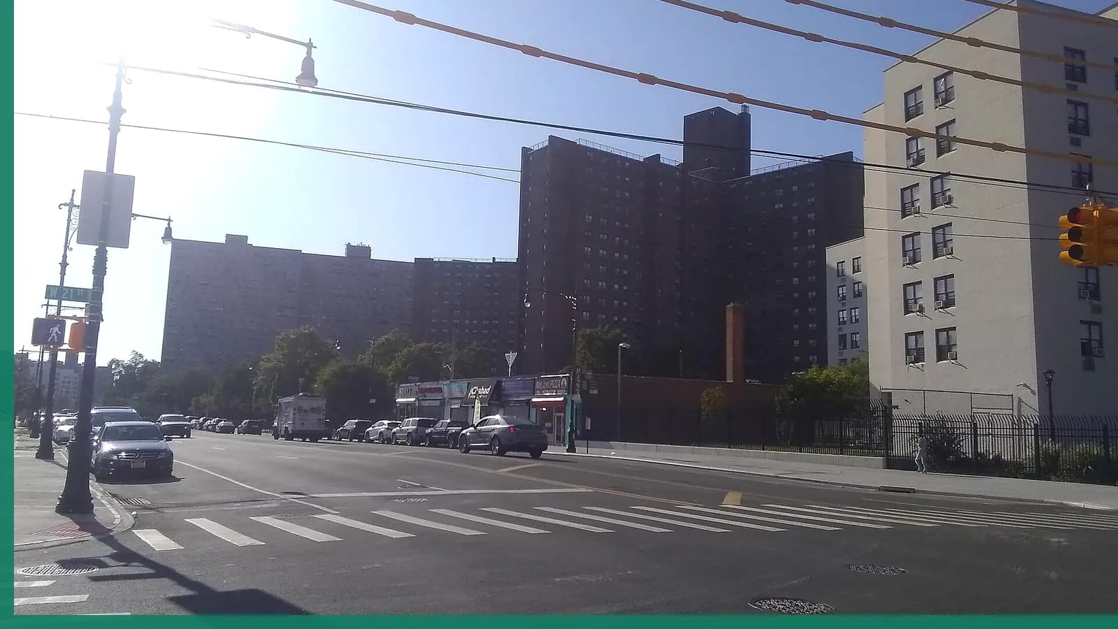 A Brooklyn neighborhood streetscape illustrating sports in Coney Island