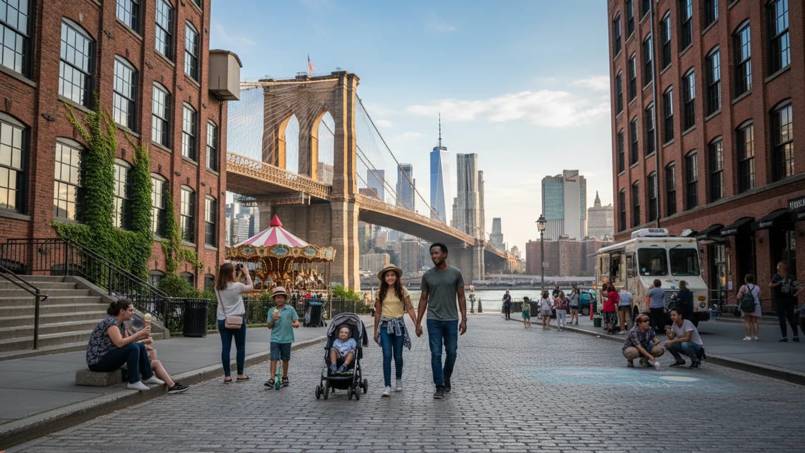 Editorial view of Dumbo illustrating How to plan a family day in DUMBO