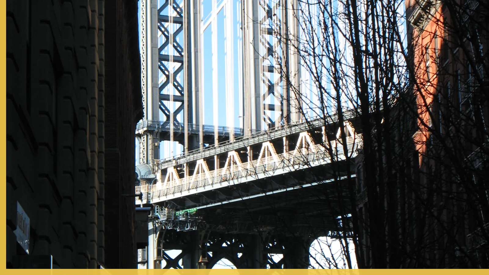 A Brooklyn neighborhood streetscape illustrating technology in Dumbo