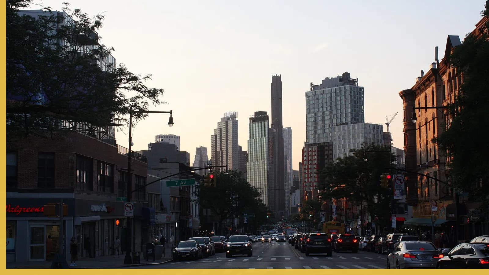 A Brooklyn neighborhood streetscape illustrating community news in Flatbush