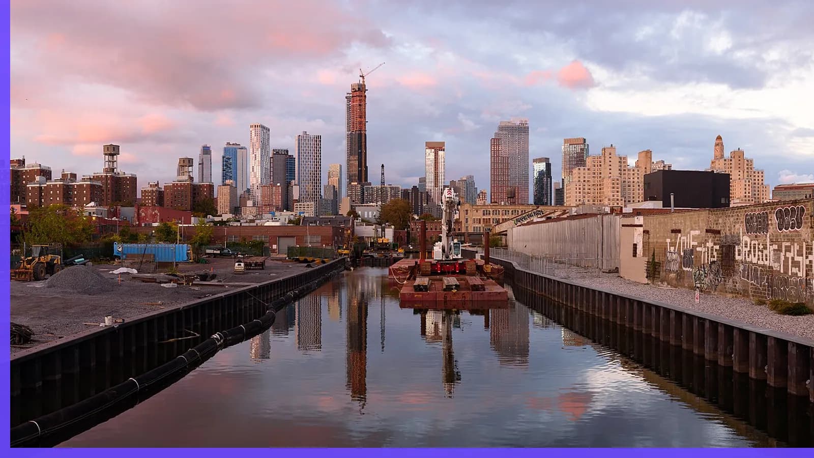 A Brooklyn neighborhood streetscape illustrating nightlife in Gowanus