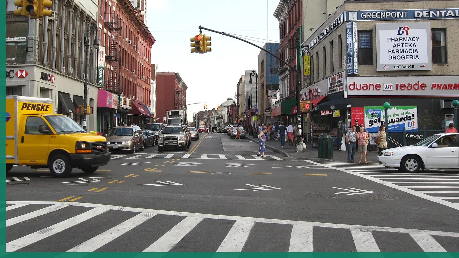 A Brooklyn neighborhood streetscape illustrating food in Greenpoint