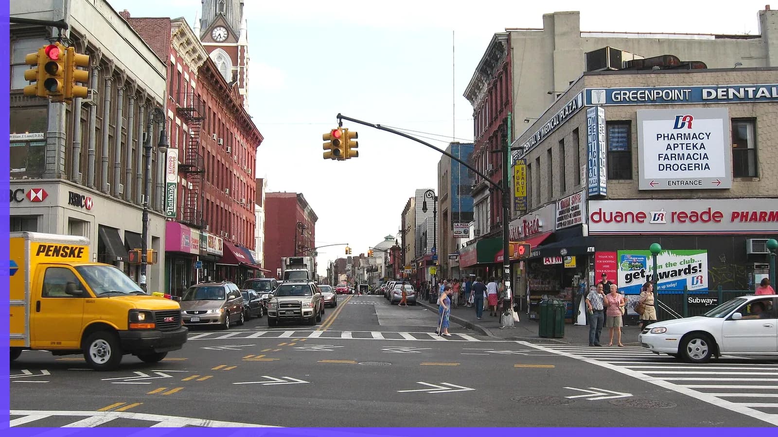 A Brooklyn neighborhood streetscape illustrating polish heritage in Greenpoint