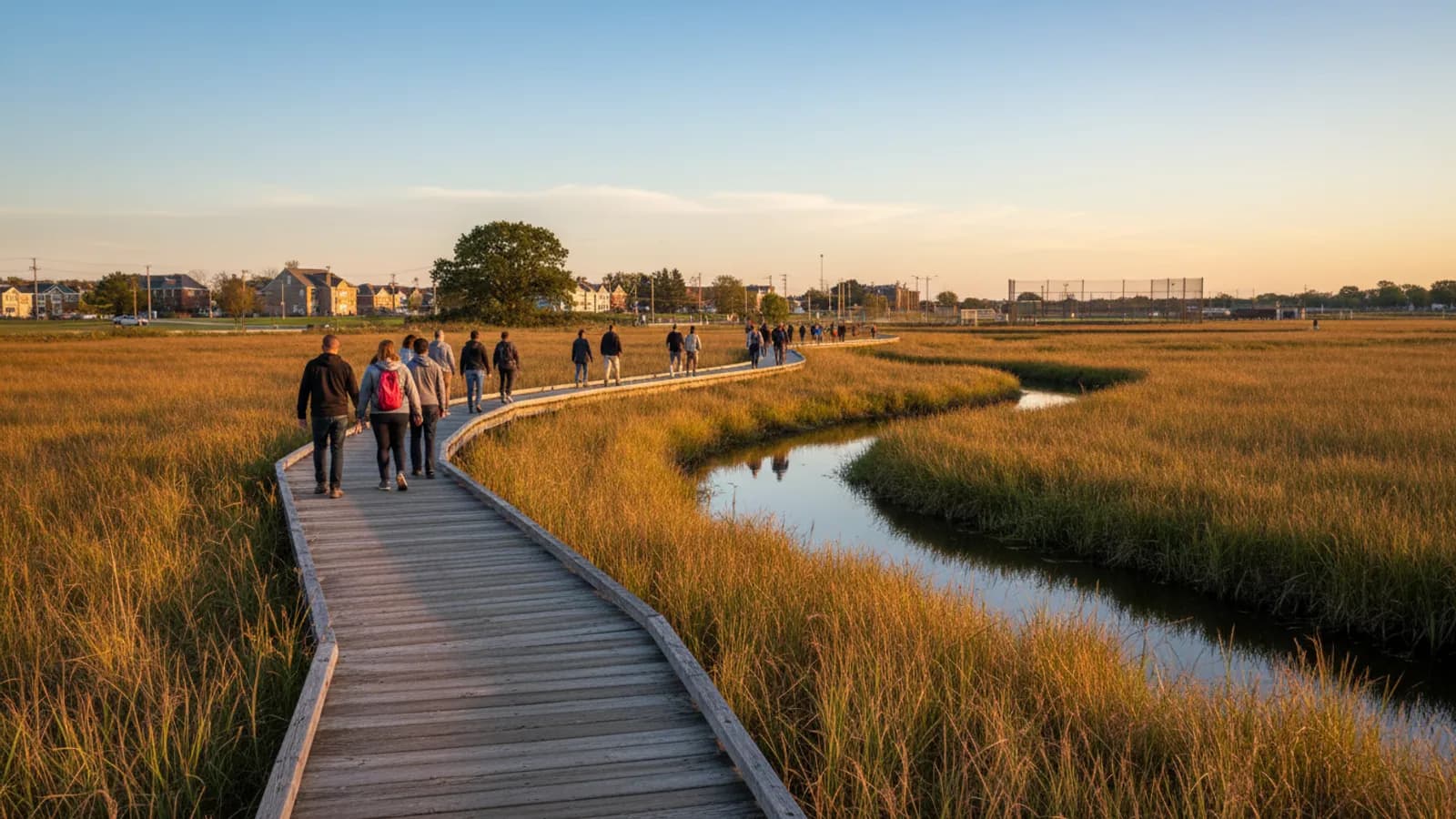 Editorial view of Marine Park illustrating A nature walk through Marine Park and Salt Marsh