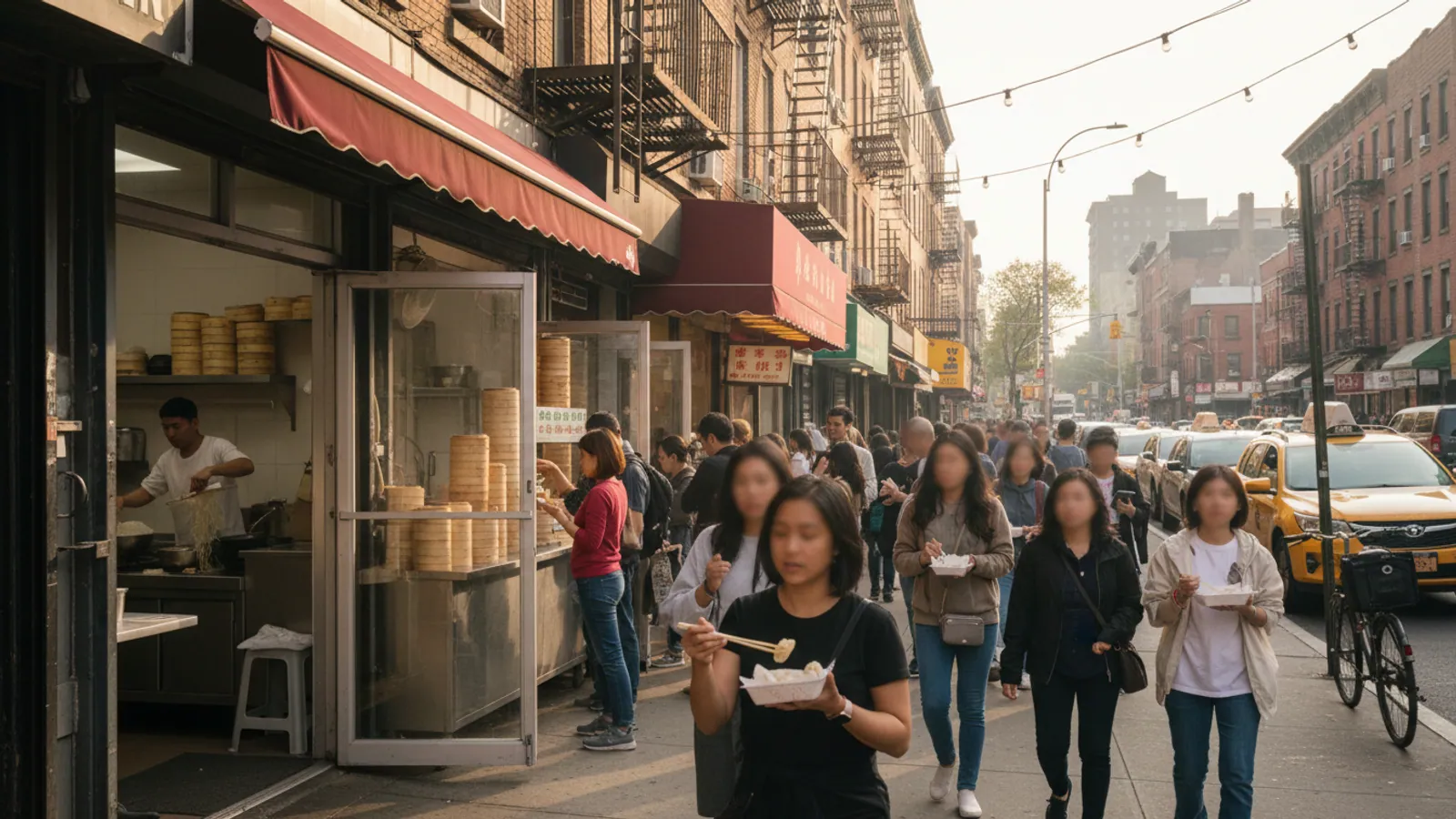 Editorial view of Sunset Park illustrating A dumpling crawl through Sunset Park