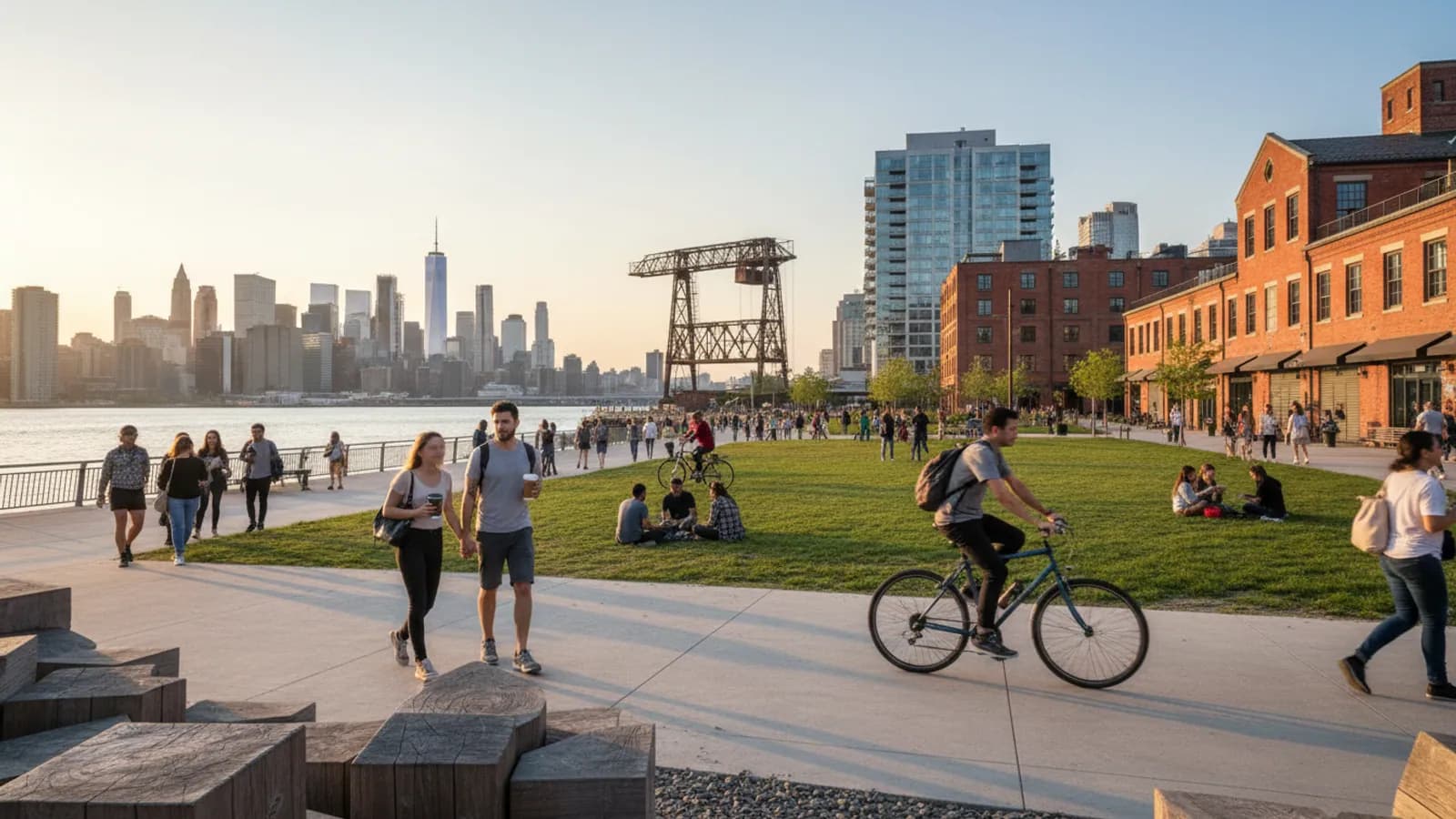 Editorial view of Williamsburg illustrating A Williamsburg waterfront walk from Domino Park to Bushwick Inlet