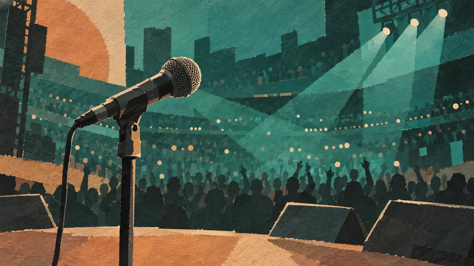 Conceptual concert illustration for Young Miko; not a depiction of the performer or actual show.