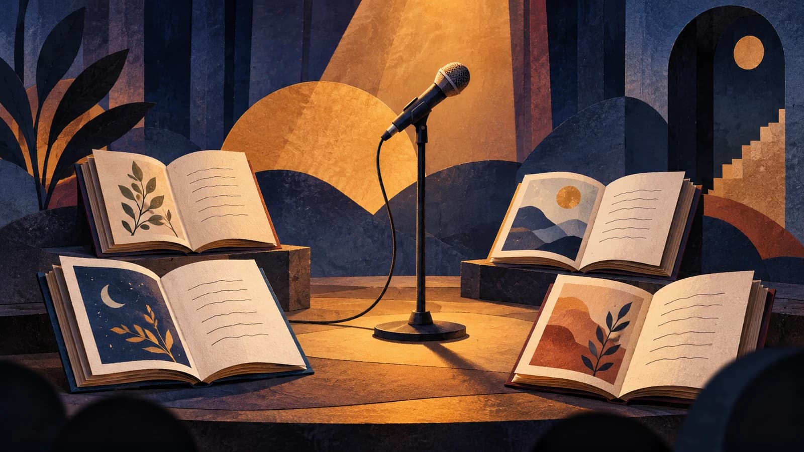 Conceptual editorial illustration for Stones in the Water; not a documentary depiction of the venue.