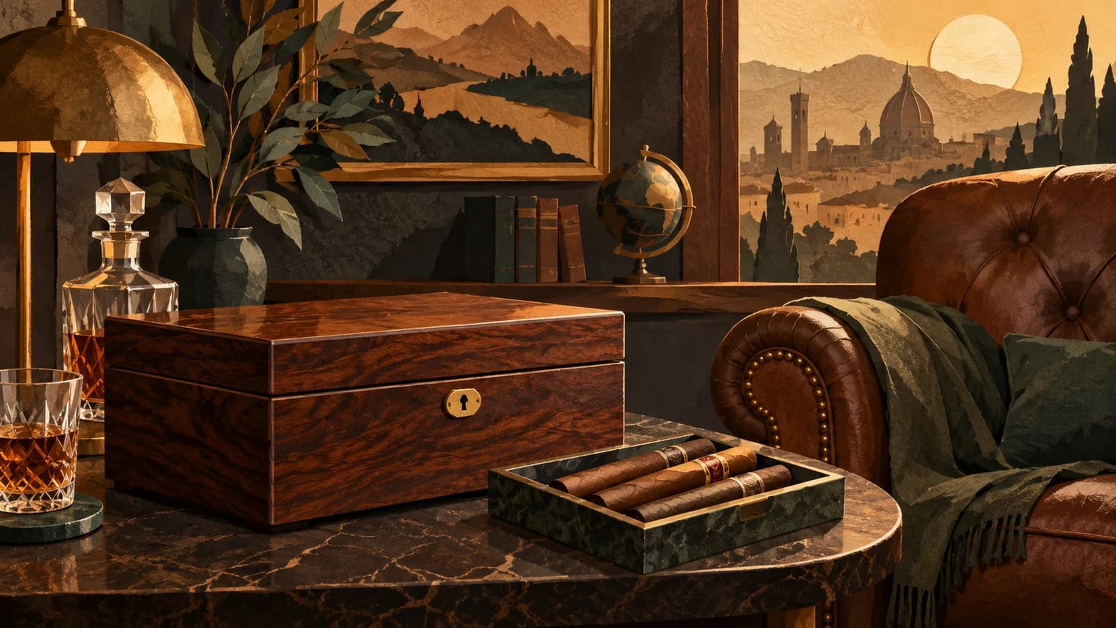 Conceptual editorial illustration for Davidoff of Geneva Brooklyn; not a documentary depiction of the venue.