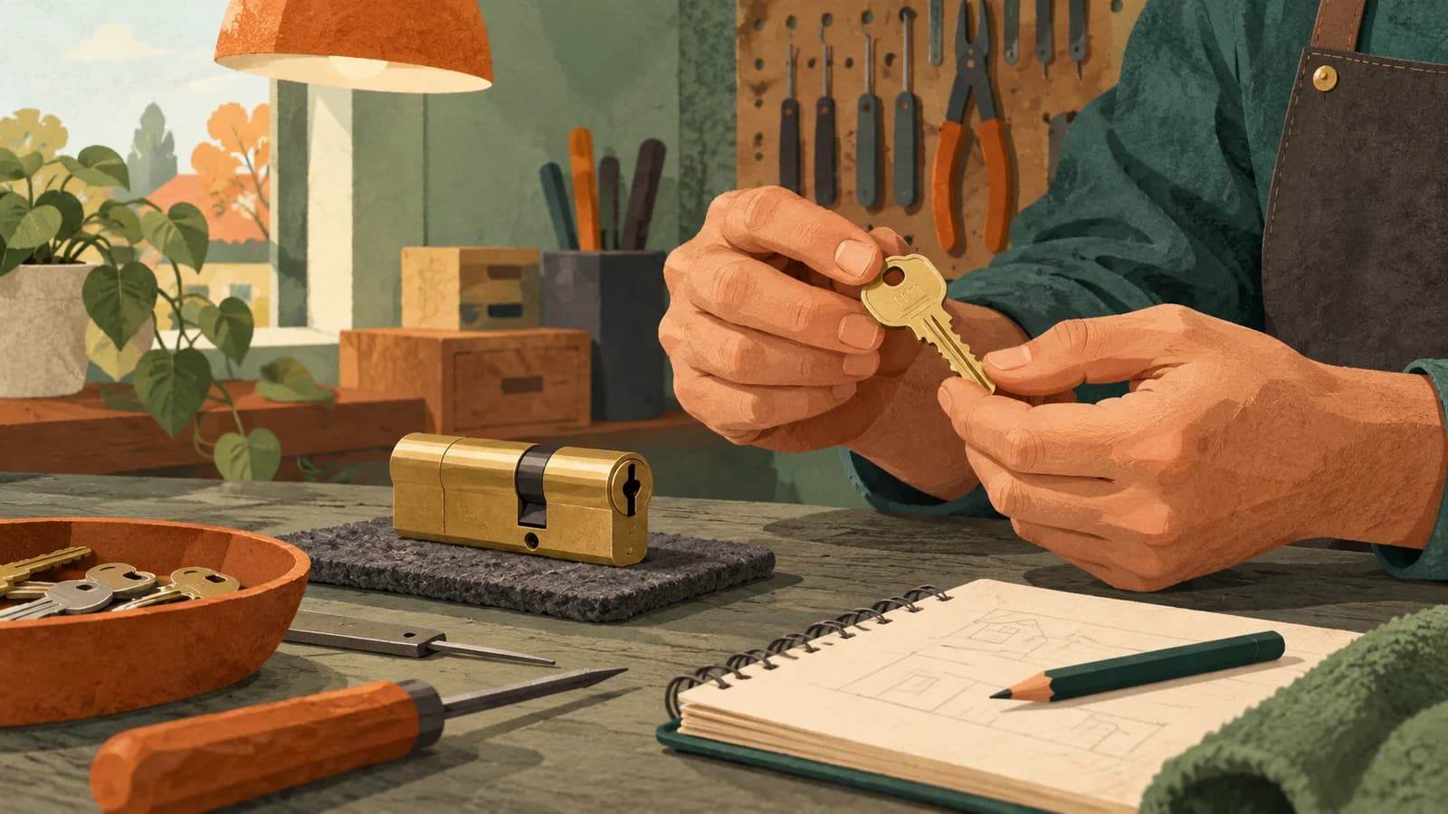 Conceptual editorial illustration of local service provider planning in Brooklyn; not a documentary depiction of Brooklyn Locksmith & Doors.