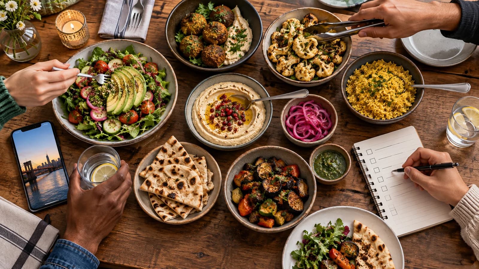 Shared Brooklyn meal with a blank dietary checklist and separate serving utensils