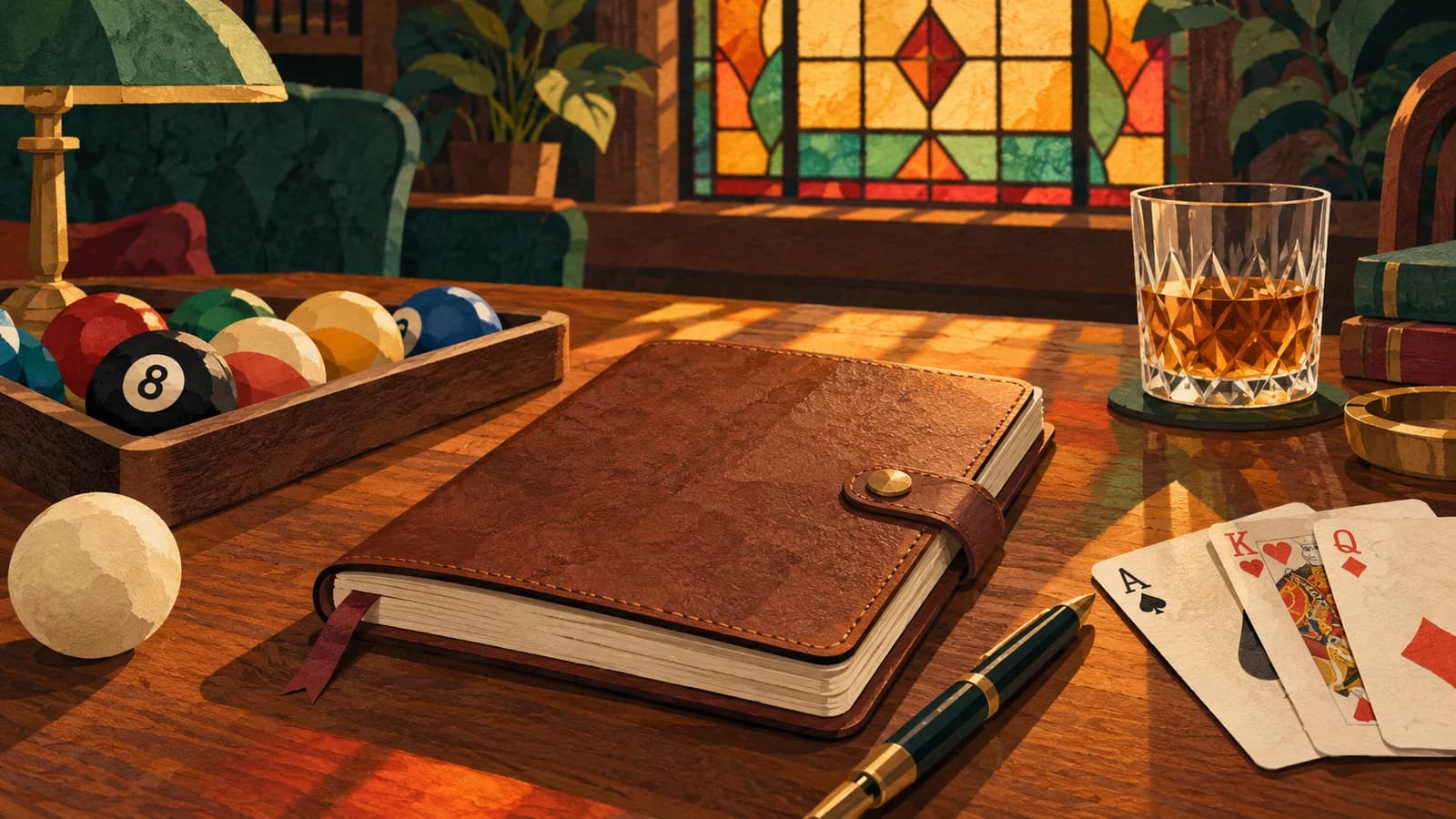 Conceptual editorial illustration for Montauk Club; not a documentary depiction of the venue.