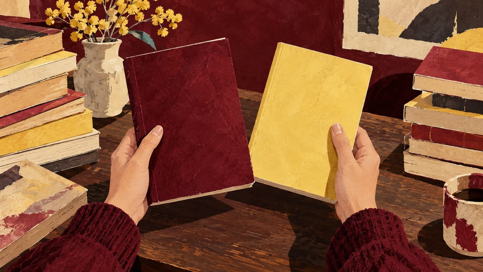 Conceptual editorial illustration for Unnameable Books; not a photograph or documentary depiction of the establishment.