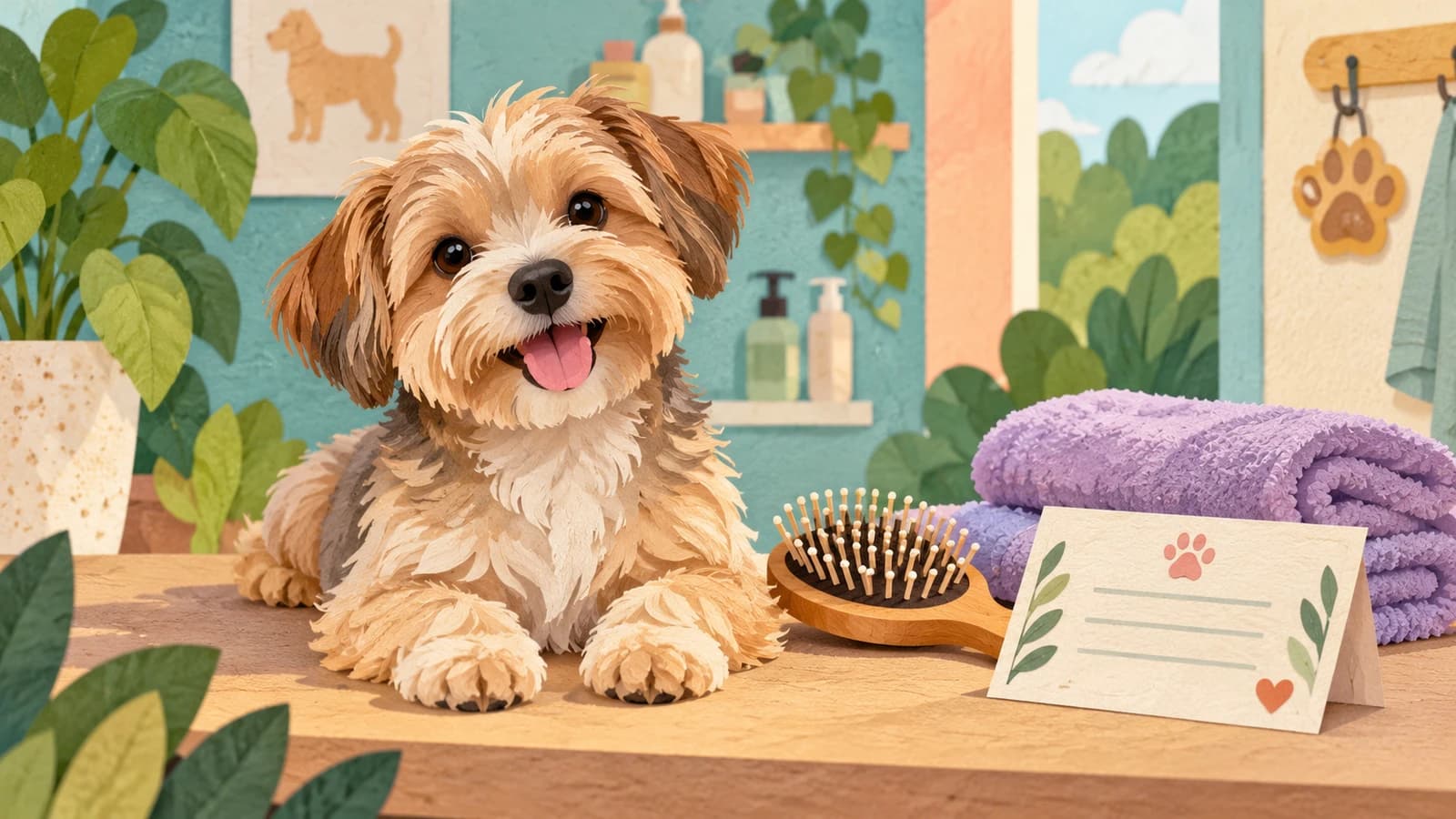 Conceptual editorial illustration for Tiny Tails Grooming; not a documentary depiction of the venue.