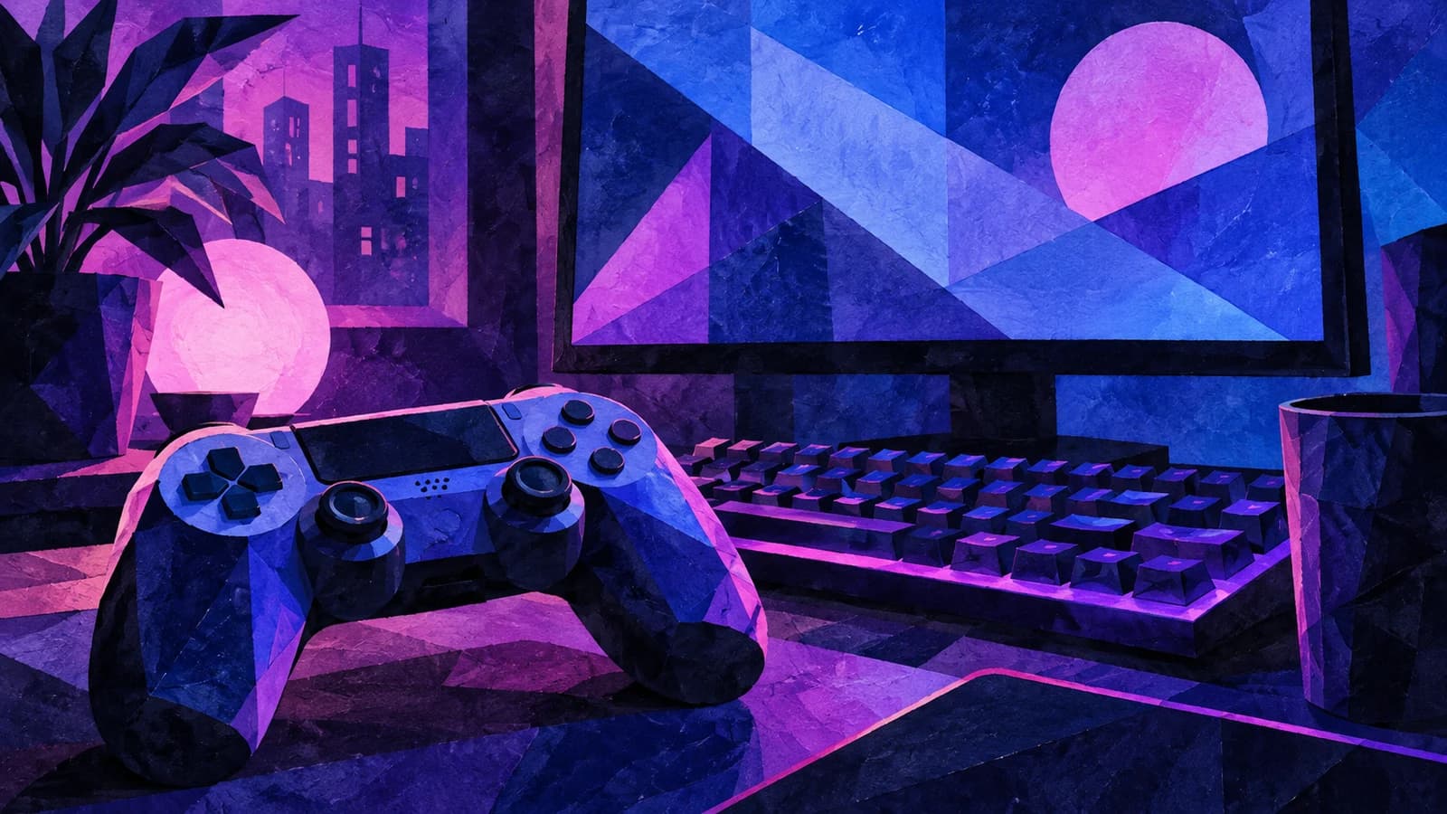 Conceptual editorial illustration for Sky Gaming Lounge; not a documentary depiction of the establishment.