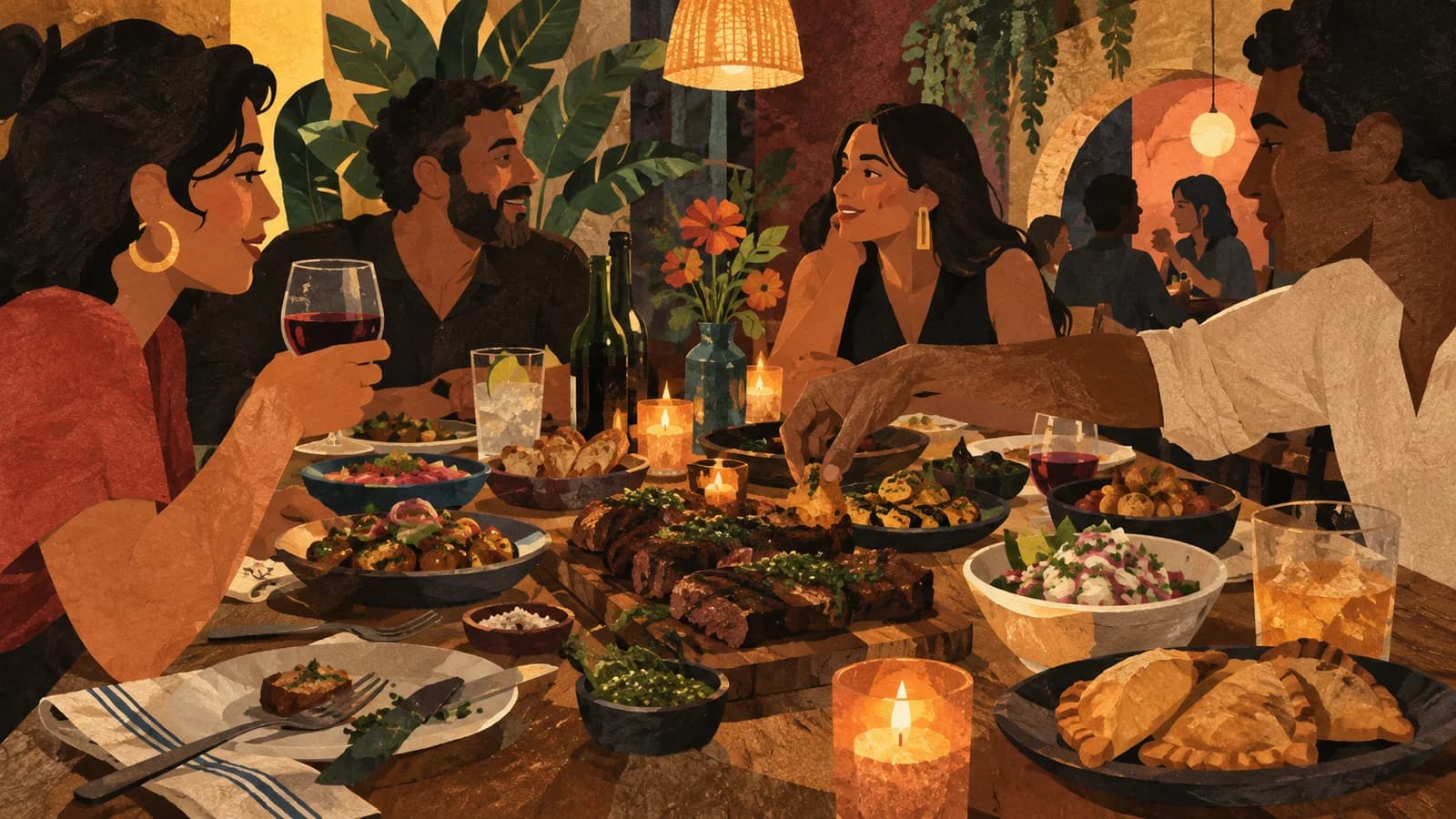 Conceptual editorial illustration for Café Bar J.F.; not a documentary depiction of the establishment.