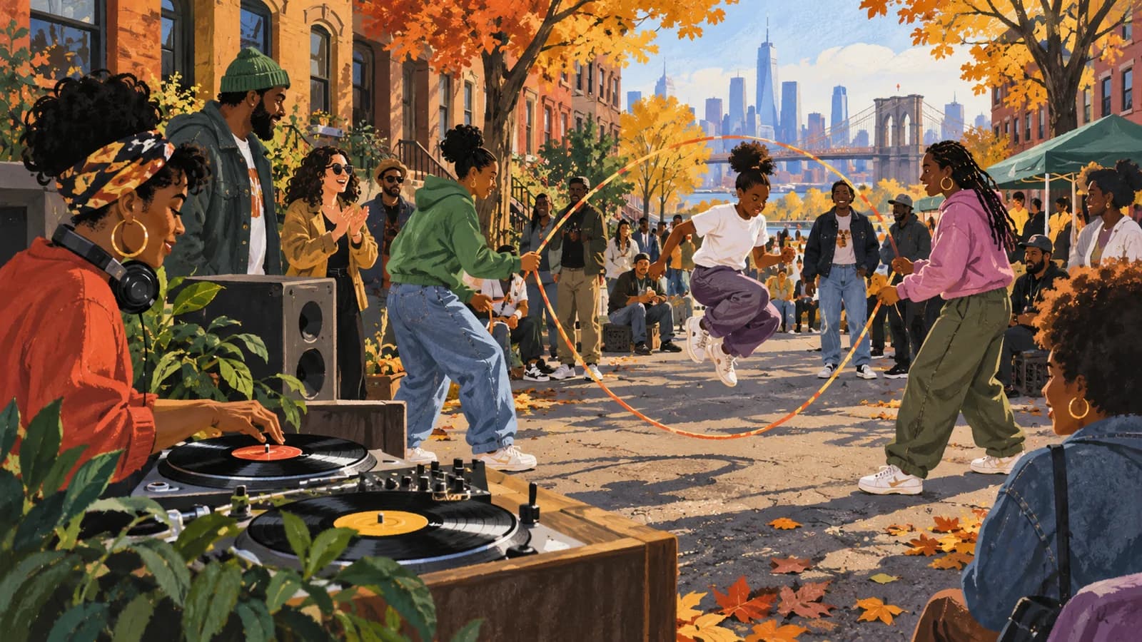 Conceptual editorial illustration for Playback’s Street Party at BAM; not a photograph or documentary depiction of the venue, service or event.