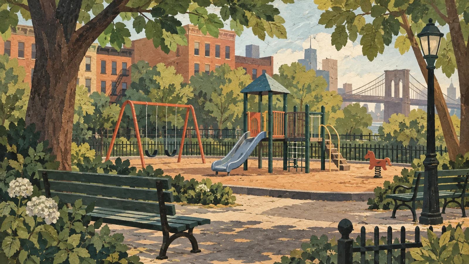Conceptual editorial illustration for Carroll Park; not a documentary depiction of the establishment.