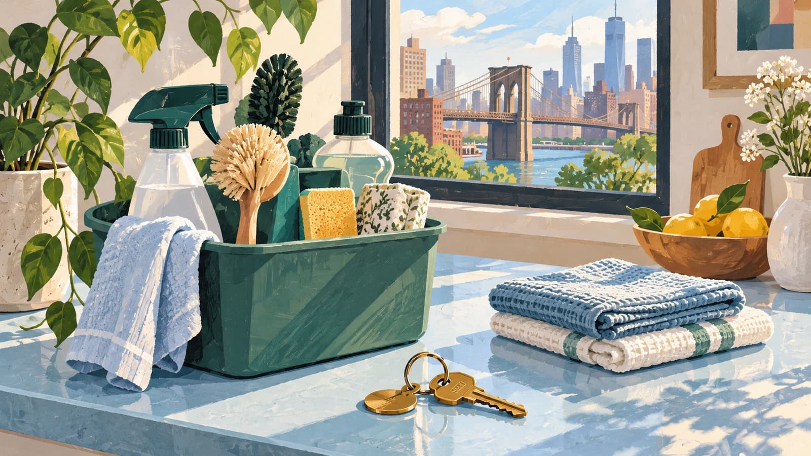 Conceptual editorial illustration for Brooklyn Maids; not a documentary depiction of the establishment.