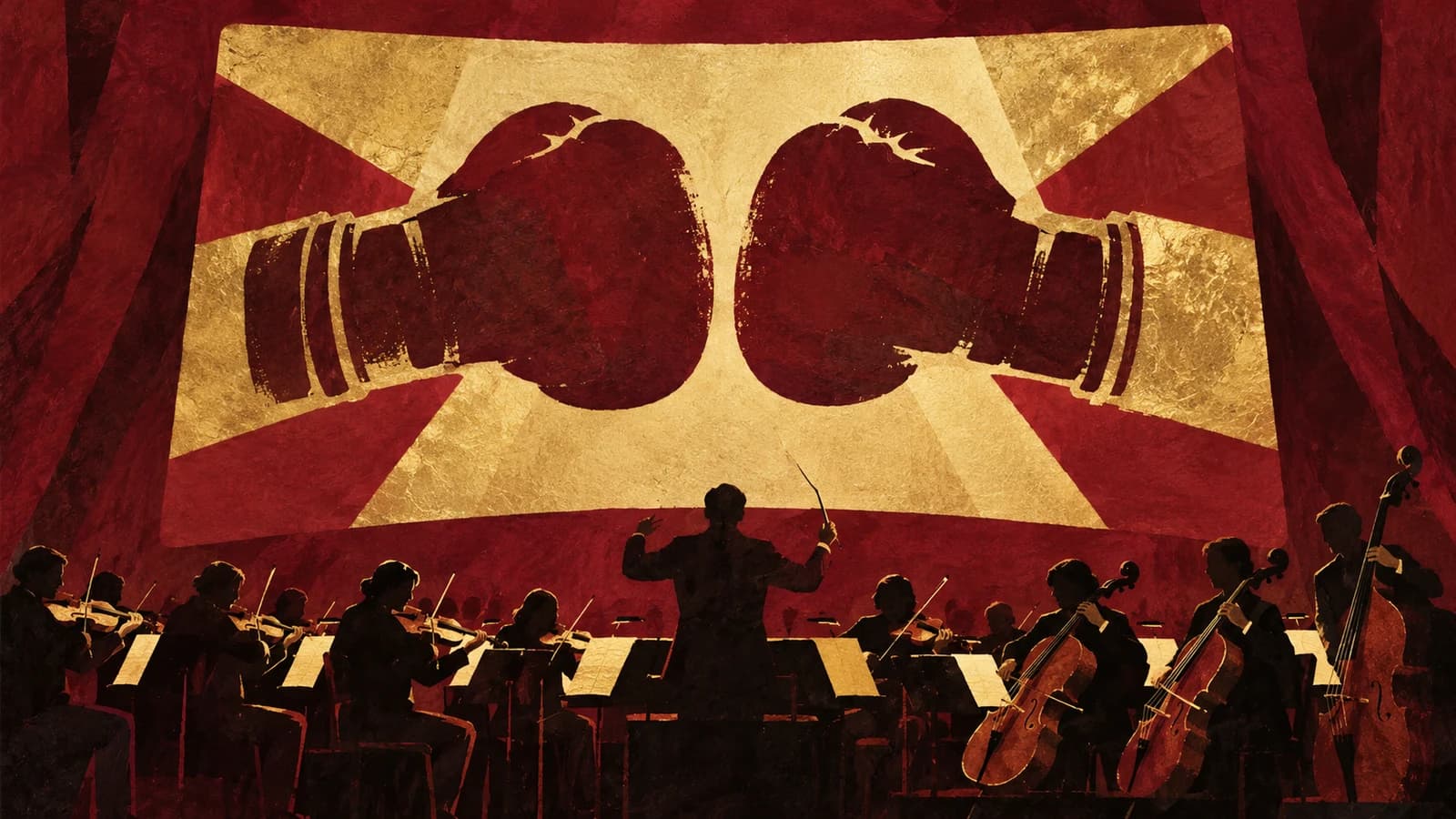 Conceptual editorial illustration for Rocky in Concert; not a photograph or documentary depiction of the establishment.