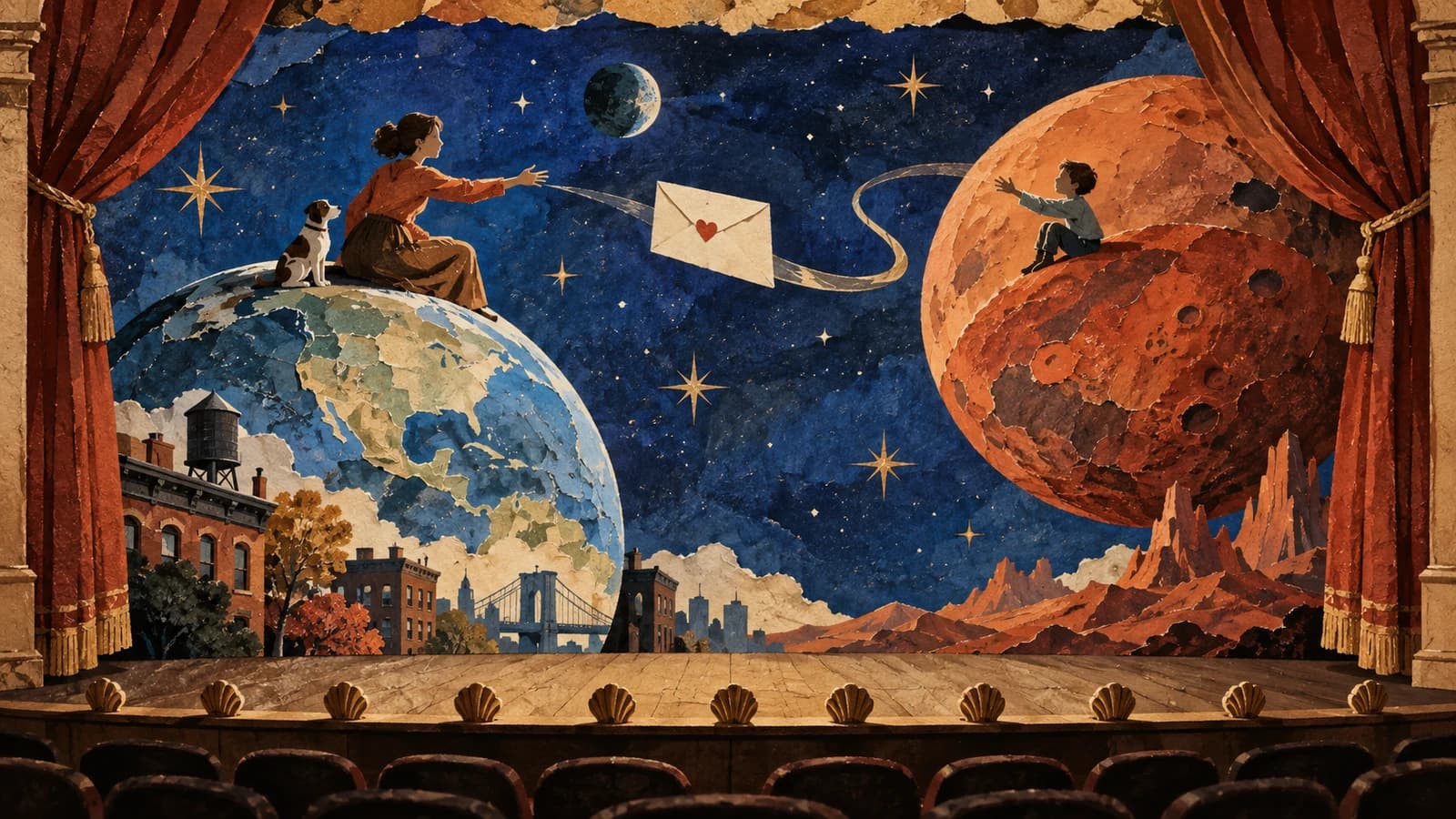 Conceptual editorial illustration of upcoming event planning in Brooklyn; not a documentary depiction of La Distance.